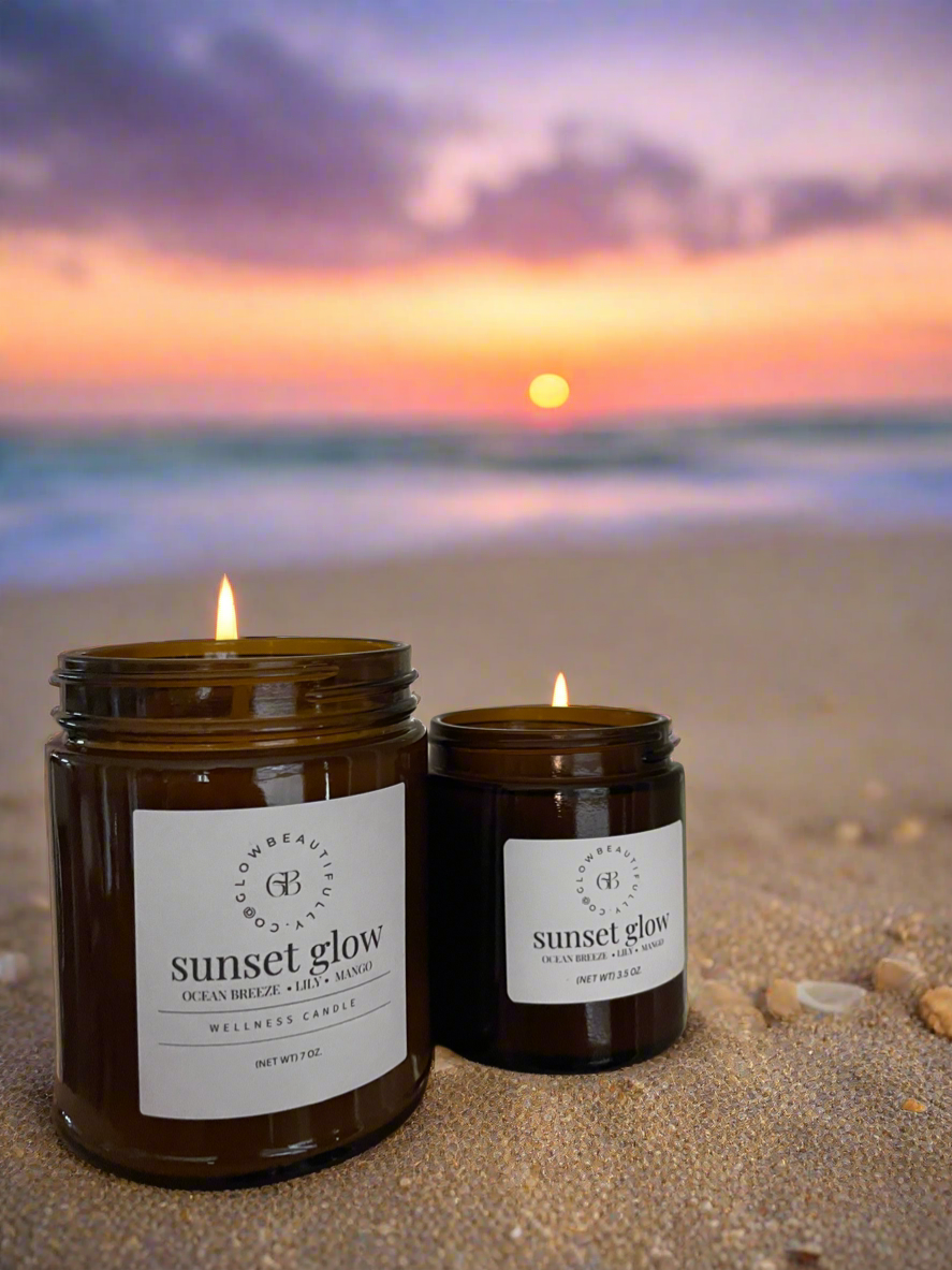 *Sunset Glow (Ocean Breeze, Lily, & sweet Mango) -Wellness Candle